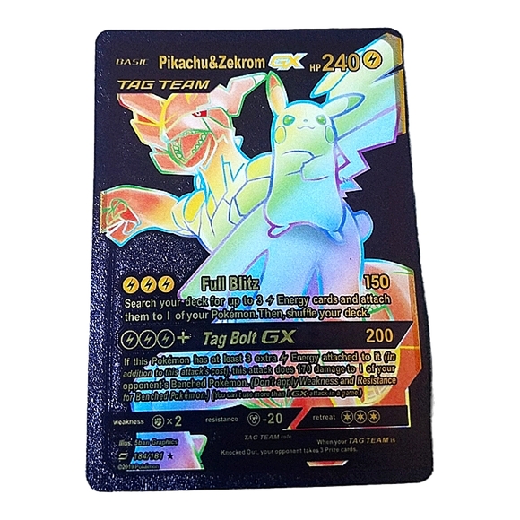 CLEARANCE 💖Collector's Pikachu & Zekrom 240hp Black Gold Pokemon Card - Picture 1 of 2